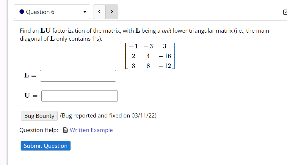 Solved find an lu factorization of the matrix with l being chegg