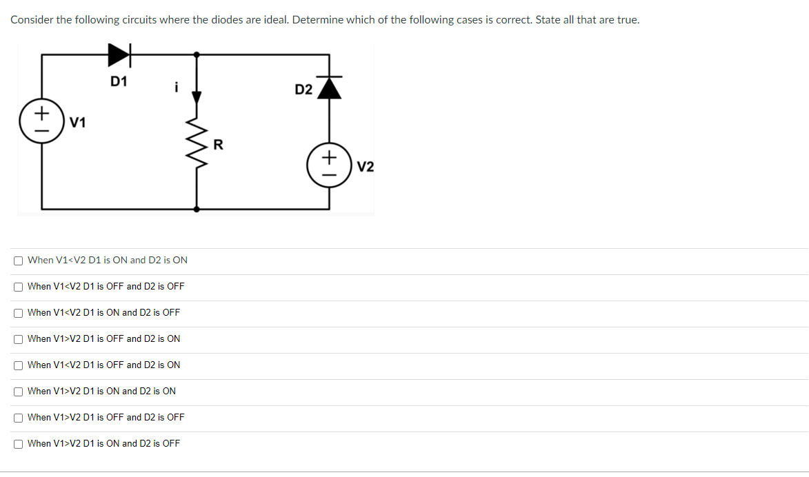 Solved Consider The Following Circuits Where The Diodes Are | Chegg.com