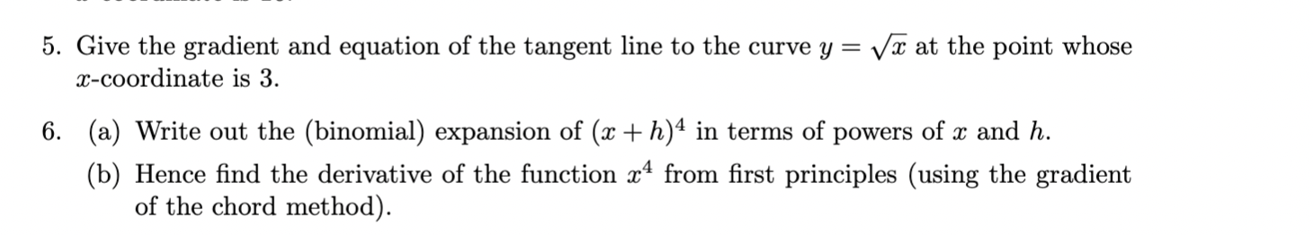 Solved 5. Give the gradient and equation of the tangent line | Chegg.com