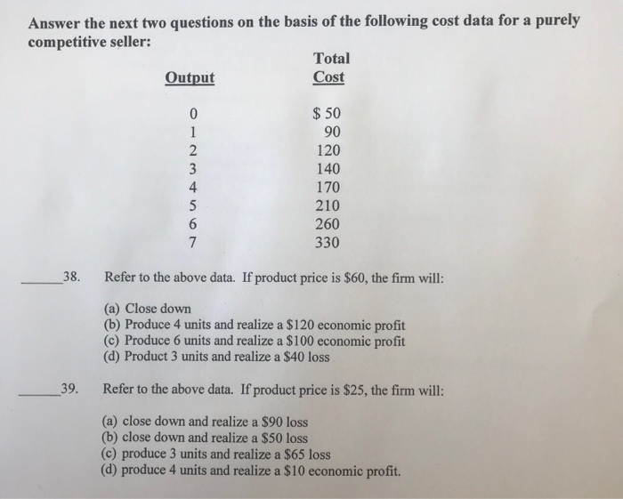 Solved Answer the next two questions on the basis of the | Chegg.com