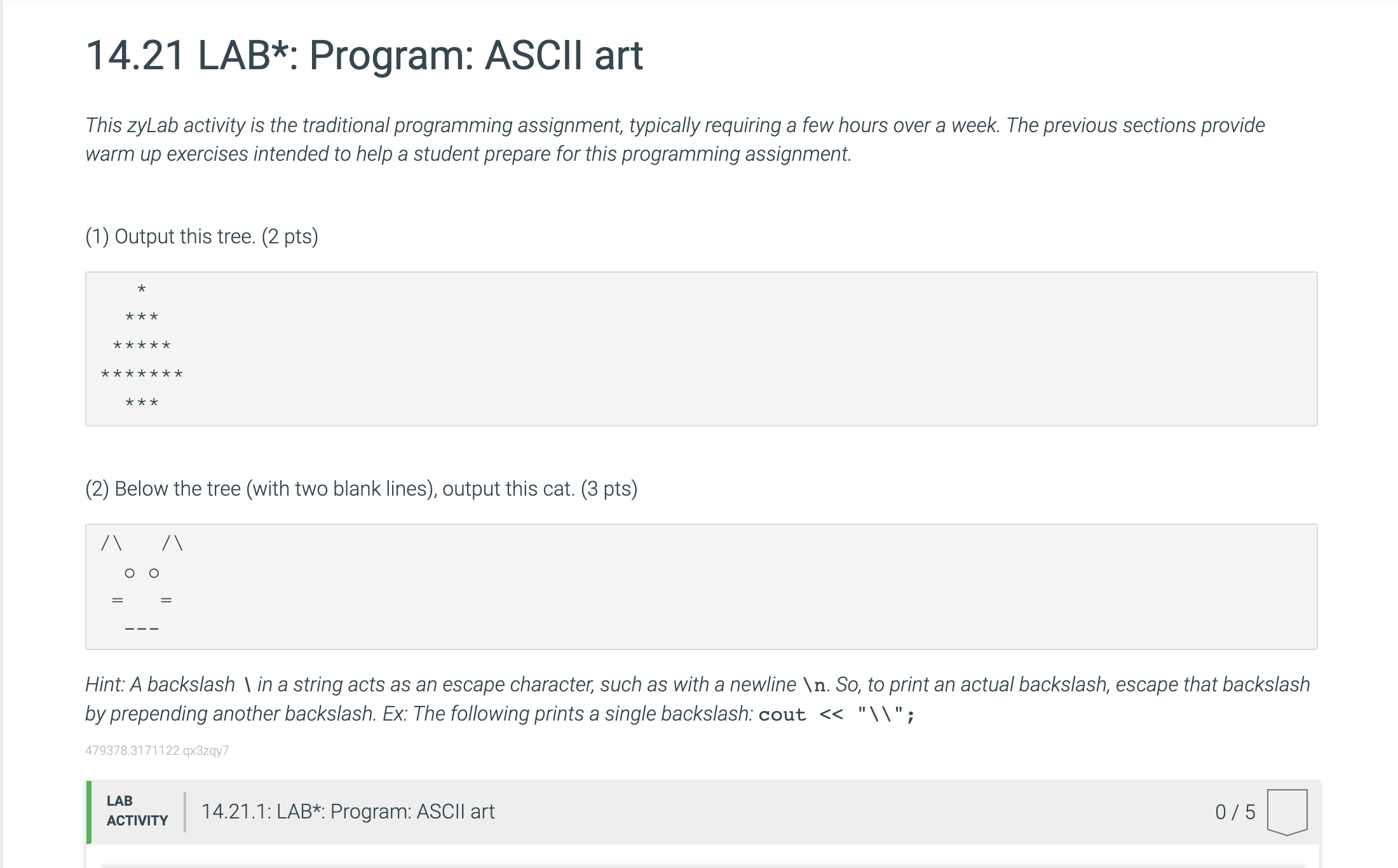 Solved This zyLab activity is the traditional programming | Chegg.com