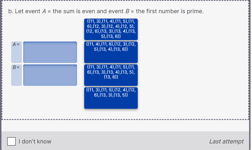 Solved B. Let Event A= The Sum Is Even And Event B= The | Chegg.com