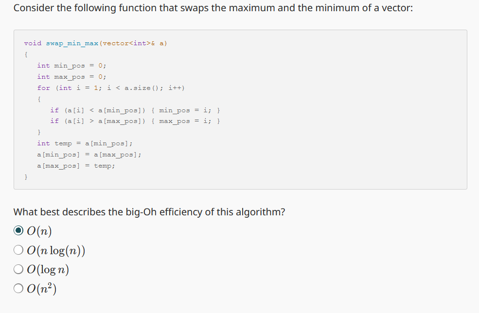 Solved Consider the following function that swaps the | Chegg.com
