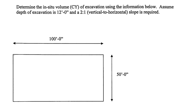 Solved Determine the in-situ volume (CY) of excavation using | Chegg.com