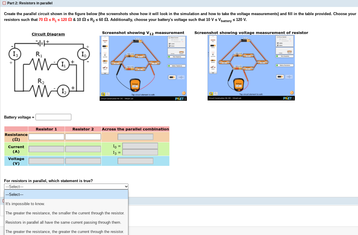 Solved Part 2: Resistors In Parallel Create The Parallel | Chegg.com