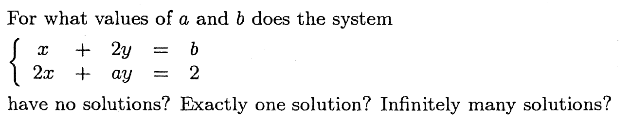 Solved For What Values Of A And B Does The System | Chegg.com