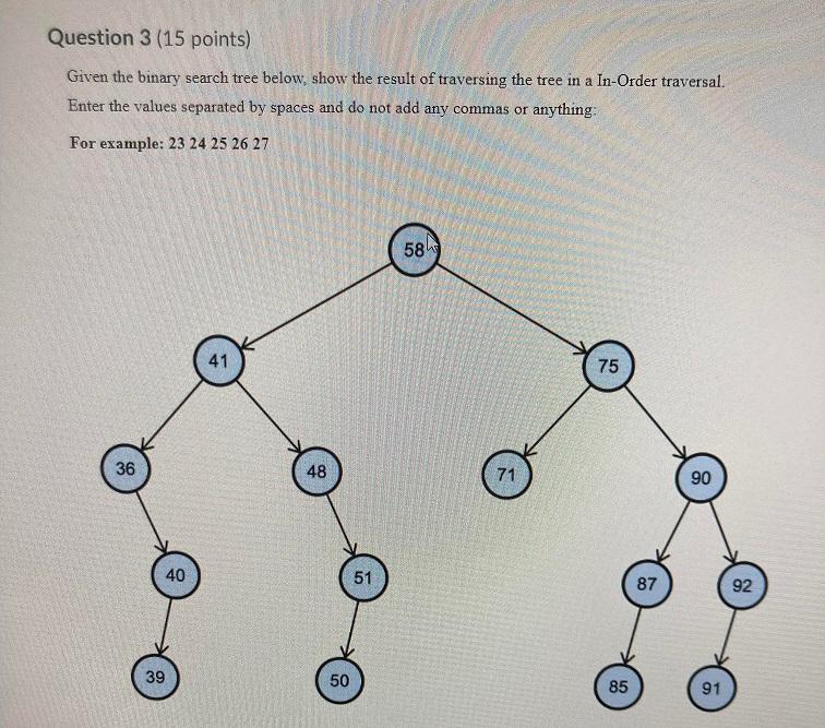 Solved Question 3 (15 points) Given the binary search tree | Chegg.com
