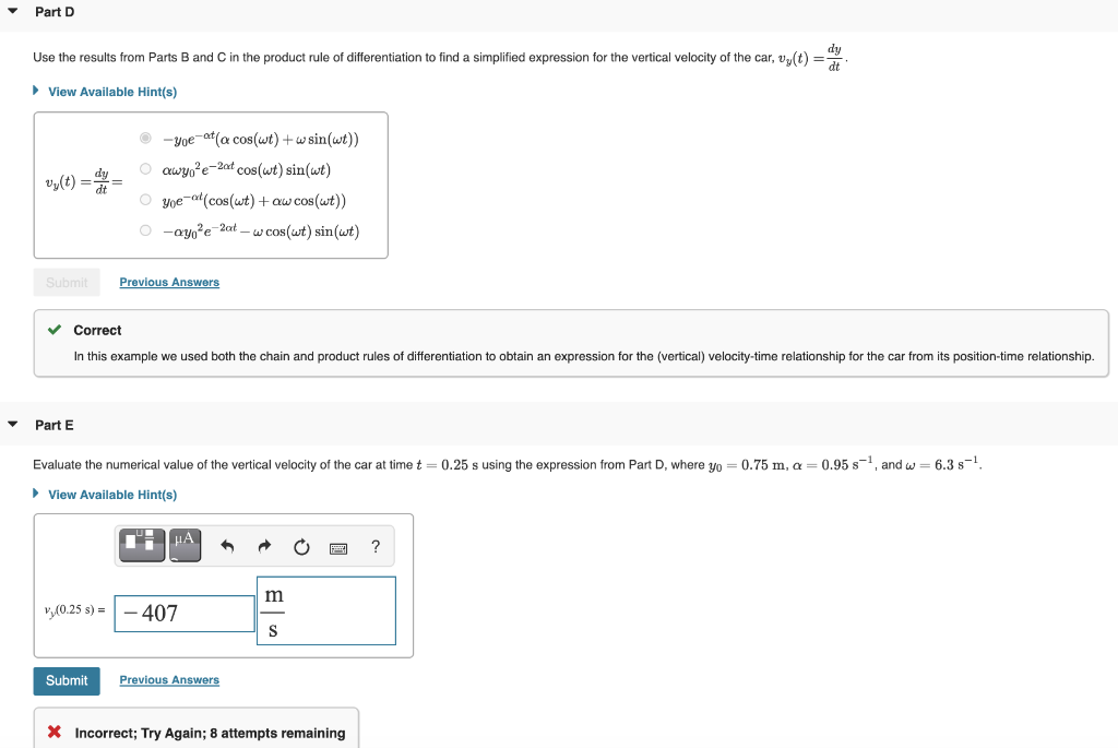 Solved Part D Use the results from Parts B and C in the | Chegg.com