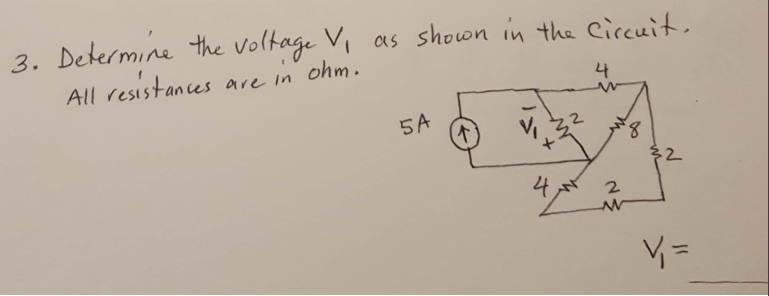 Solved 3. Determine the voltage V, as shown in the circuit. | Chegg.com