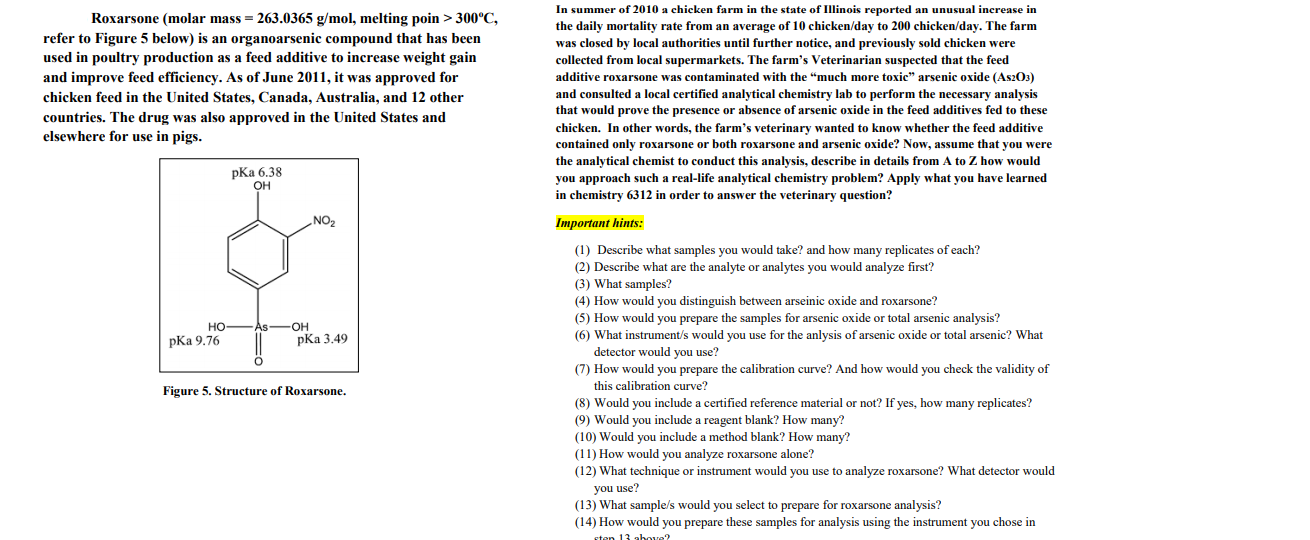 Solved Roxarsone (molar mass=263.0365 g/mol, melting poin > | Chegg.com