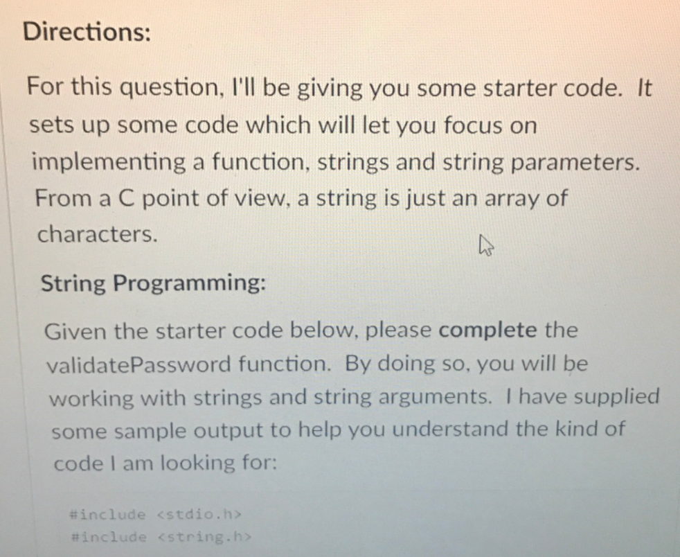 Solved Directions: For this question, I'll be giving you | Chegg.com