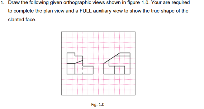 Solved 1. Draw the following given orthographic views shown | Chegg.com