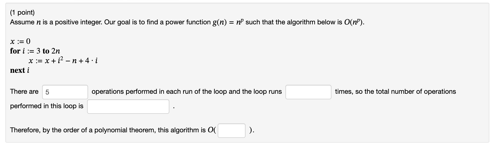 Solved (1 ﻿point)Assume n ﻿is a positive integer. Our goal | Chegg.com