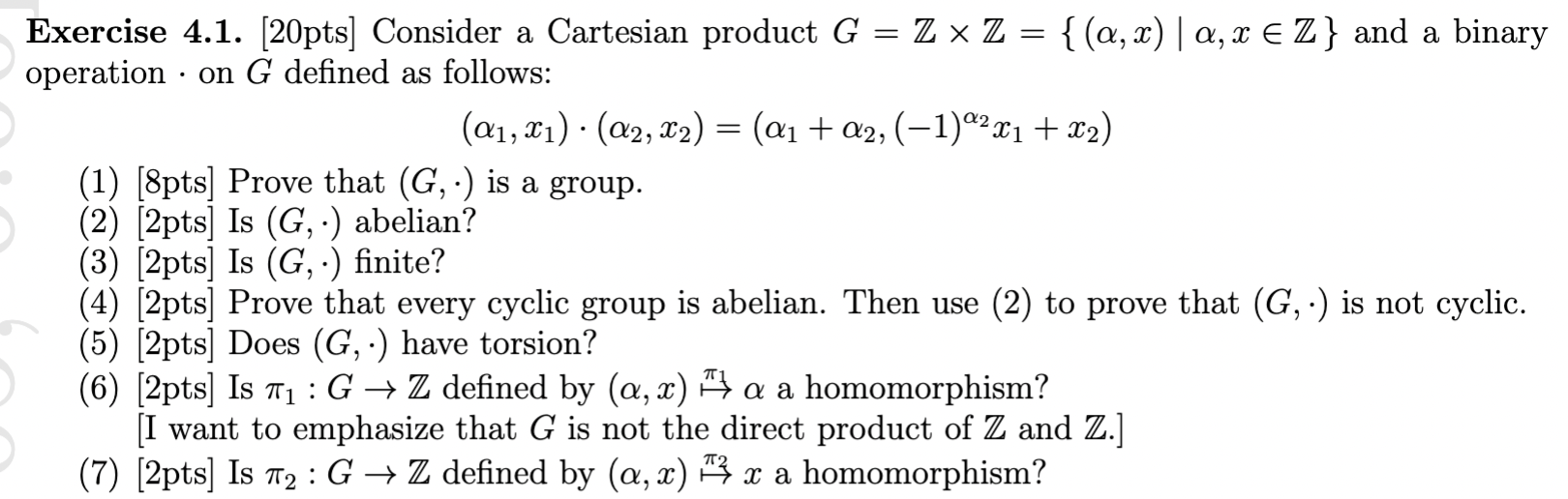 Solved Exercise 4.1. [20pts] Consider A Cartesian Product | Chegg.com