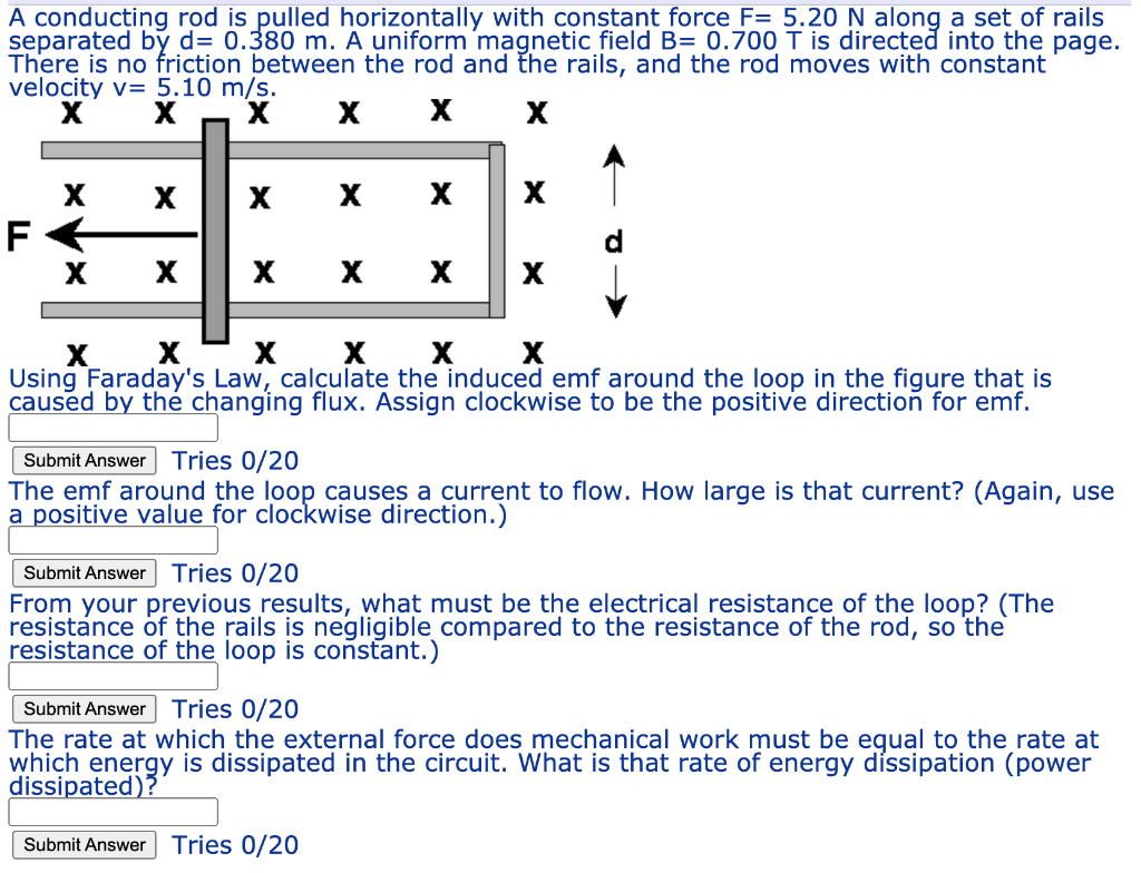 Solved A Conducting Rod Is Pulled Horizontally With Const Chegg Com