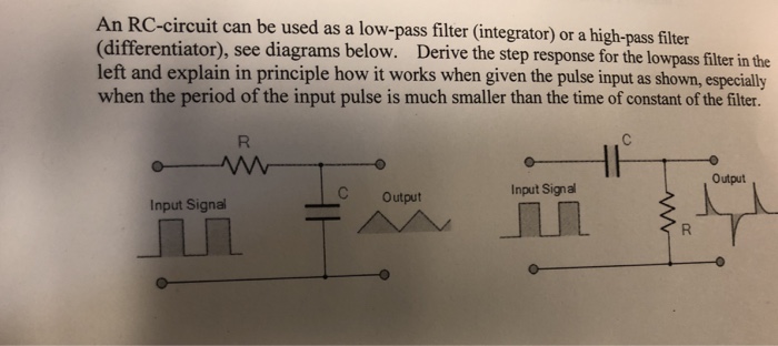 Solved An RC-circuit can be used as a low-pass filter | Chegg.com