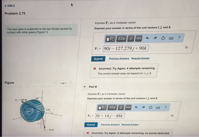 Solved Problem 2.75 Part A The spur gear is subjected to | Chegg.com