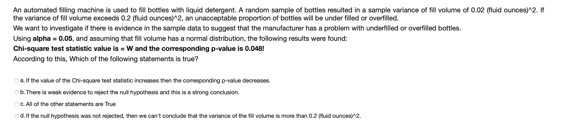 Solved An automated filling machine is used to fill bottles | Chegg.com