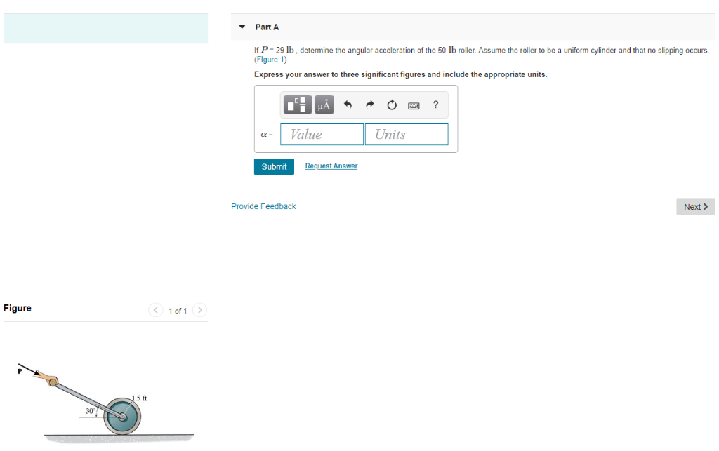 Solved Part A f P 29 lb, determine the angular acceleration | Chegg.com