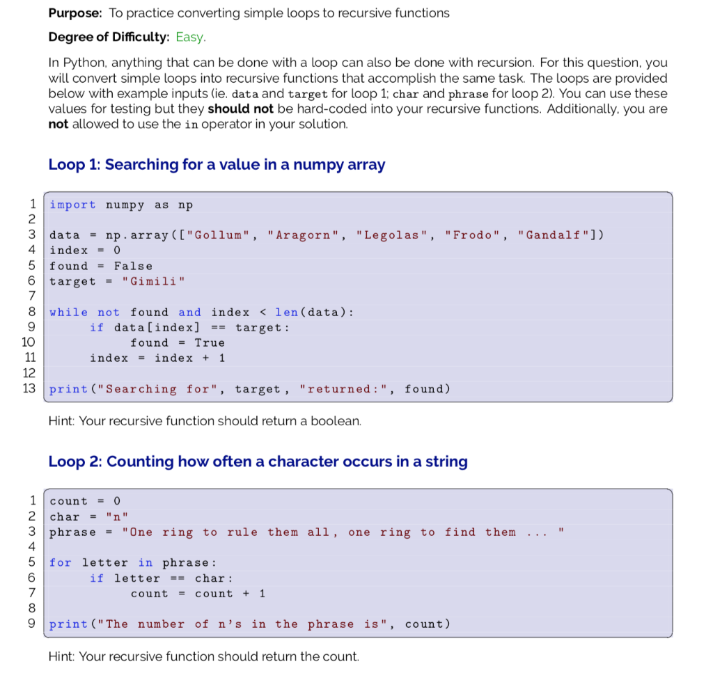 Solved Purpose: To practice converting simple loops to | Chegg.com