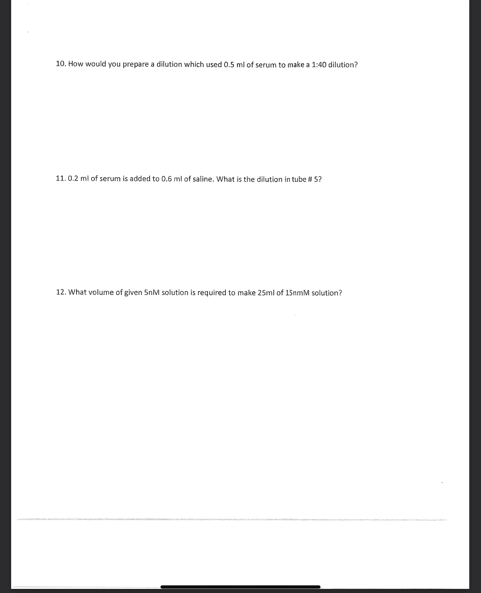 Solved Dilution Exercises Find the dilution factor for each