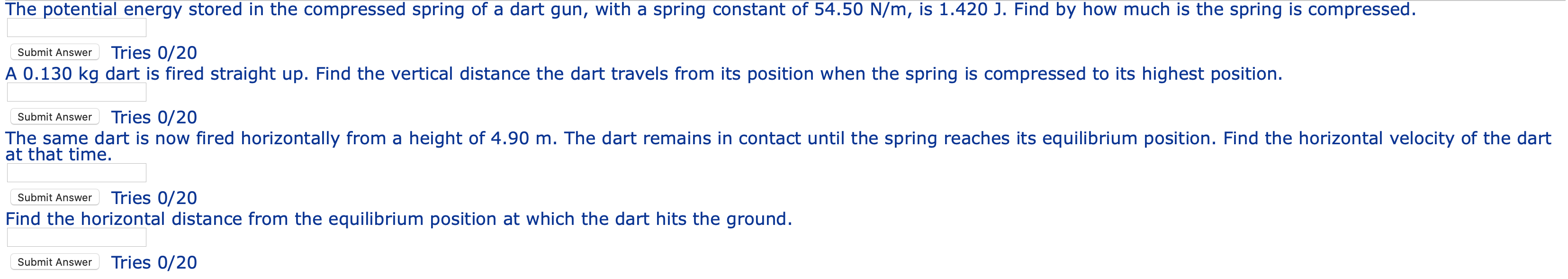 Solved The potential energy stored in the compressed spring