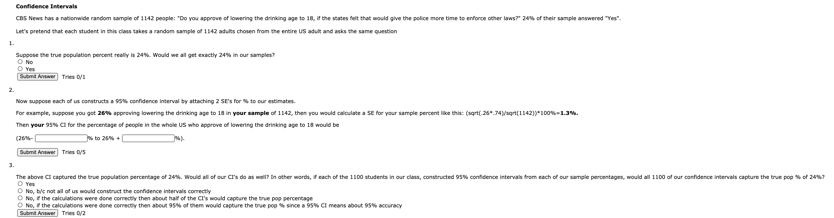 Solved Confidence Intervals CBS News has a nationwide random