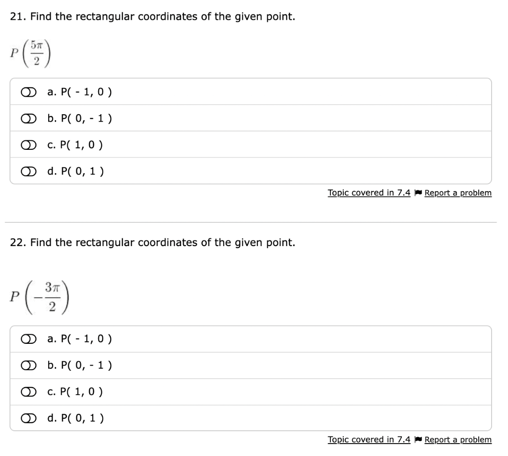 Solved 21. Find The Rectangular Coordinates Of The Given | Chegg.com