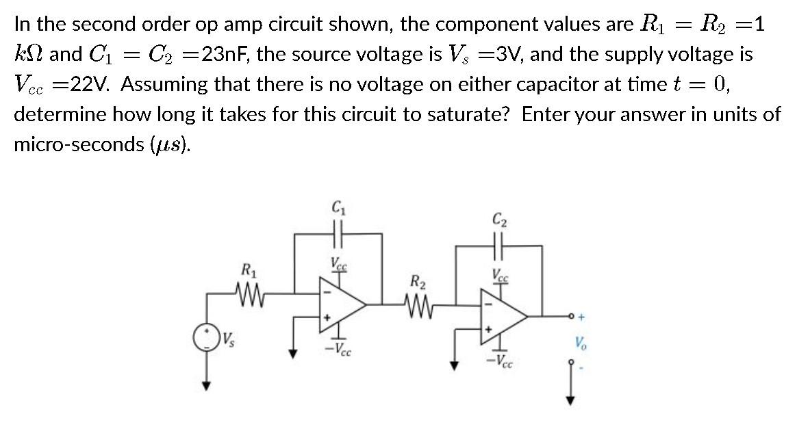 Solved - In the second order op amp circuit shown, the | Chegg.com
