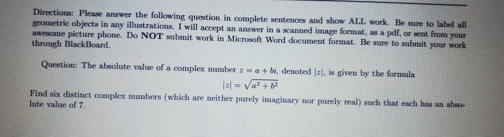 Solved Directions: Please Answer The Following Question In | Chegg.com