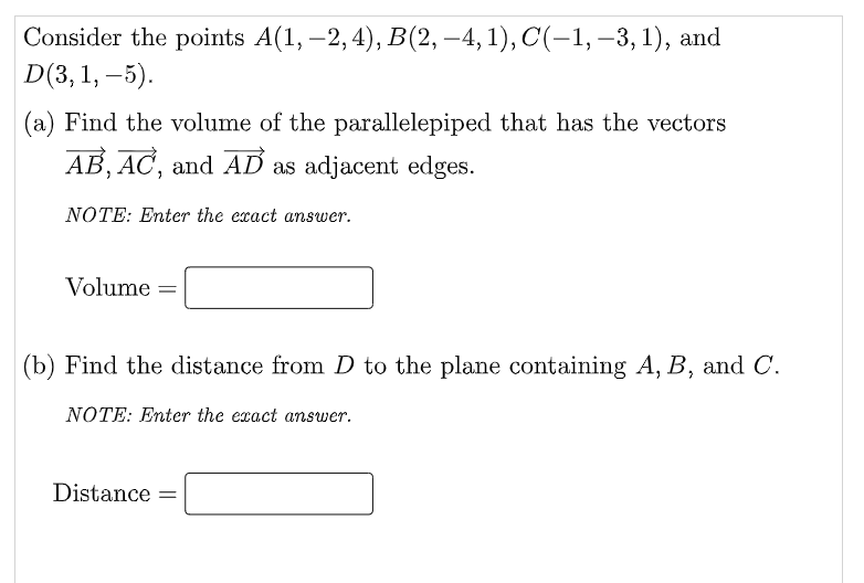 Solved Consider The Points A(1, -2,4), B(2, -4,1), C(-1, | Chegg.com