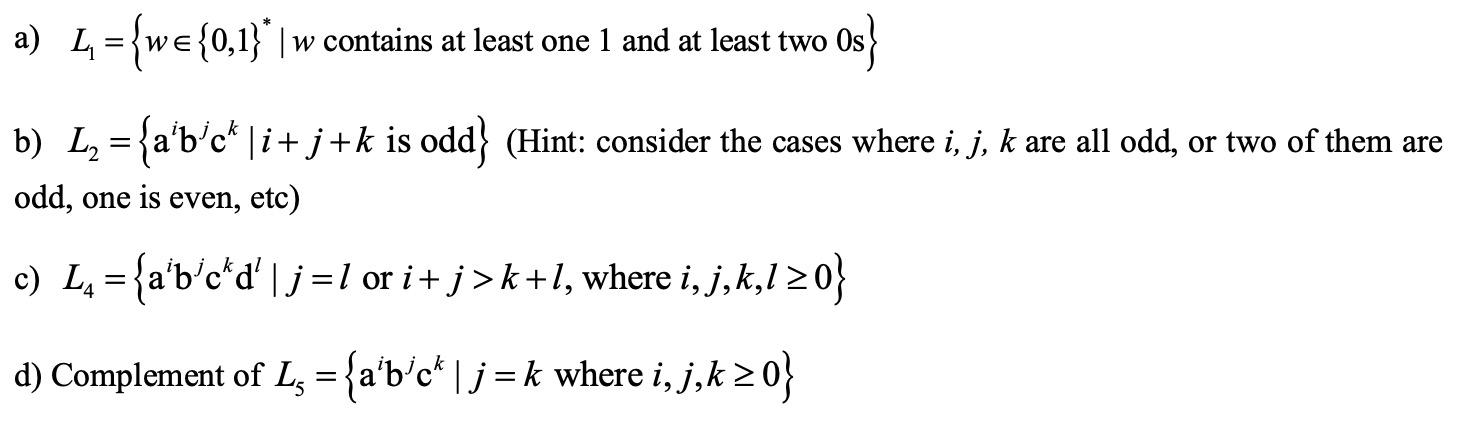 Solved For each part below, give the context-free grammar | Chegg.com