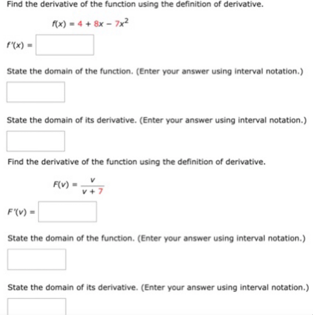 Solved Find The Derivative Of The Function Using The