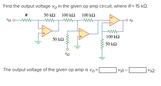 Solved Find the output voltage vO in ﻿the given op ﻿amp | Chegg.com