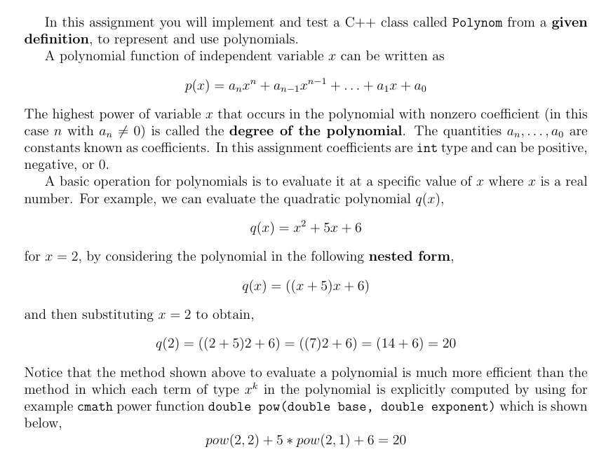 Solved In this assignment you will implement and test a C++ | Chegg.com