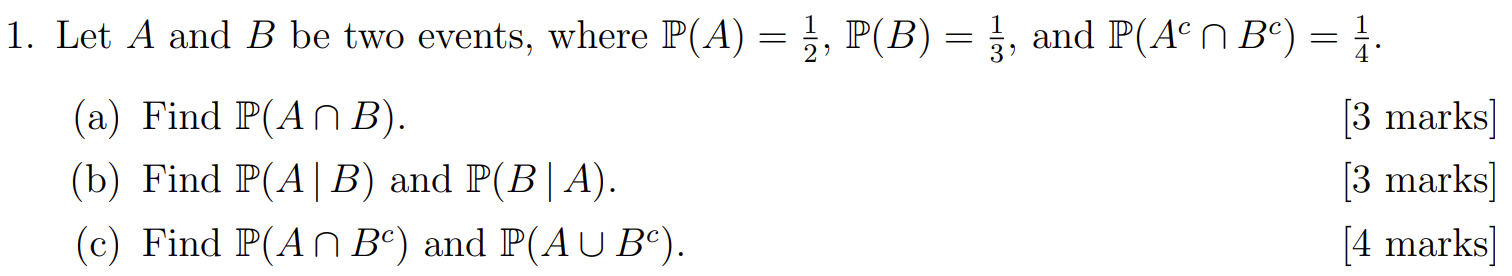 Solved 1. Let A And B Be Two Events, Where P(A)=21,P(B)=31, | Chegg.com