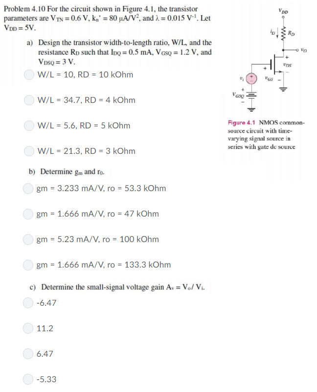 Solved Problem 4.10 For the circuit shown in Figure 4.1, the | Chegg.com