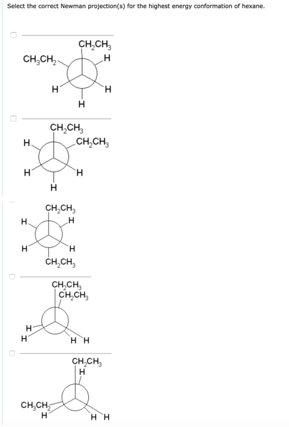 Solved Select the correct Newman projection(s) for the | Chegg.com