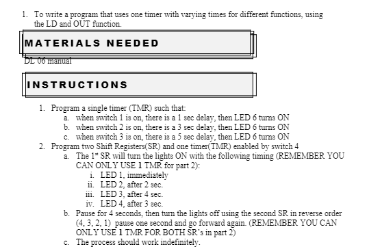 Solved 1. To write a program that uses one timer with | Chegg.com