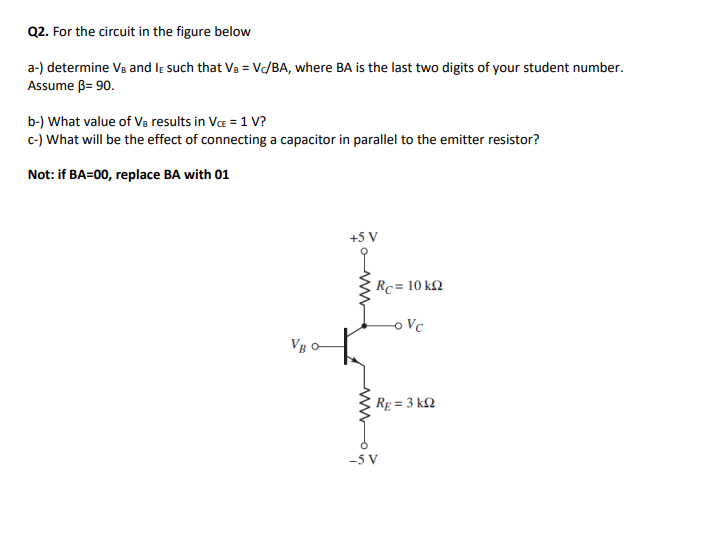 Solved Q2. For the circuit in the figure below a-) determine | Chegg.com