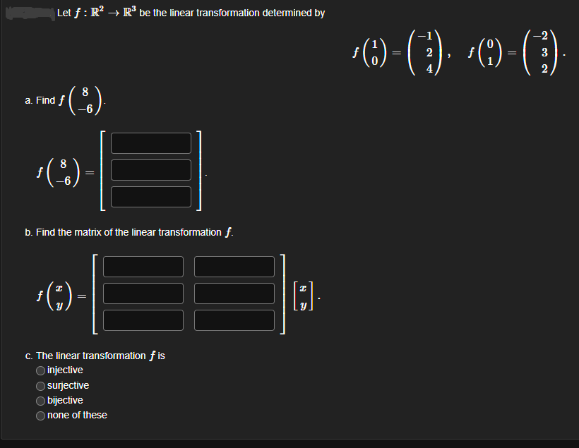 Solved Let F:R2→R3 Be The Linear Transformation Determined | Chegg.com