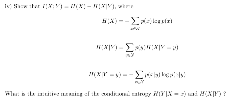 Solved a) Mutual information (MI) of two random variables is | Chegg.com