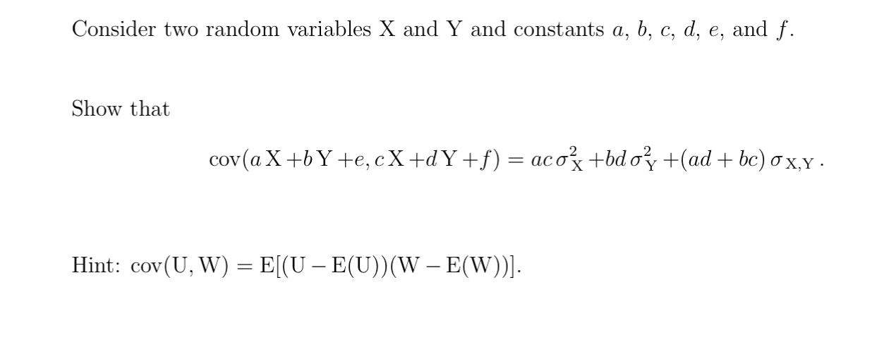 Solved Consider Two Random Variables X And Y And Constant Chegg Com