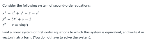 Solved Consider The Following System Of Second-order | Chegg.com