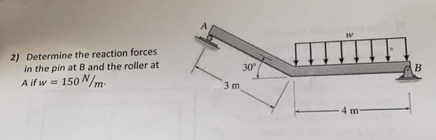 Solved A 2) Determine the reaction forces in the pin at B | Chegg.com