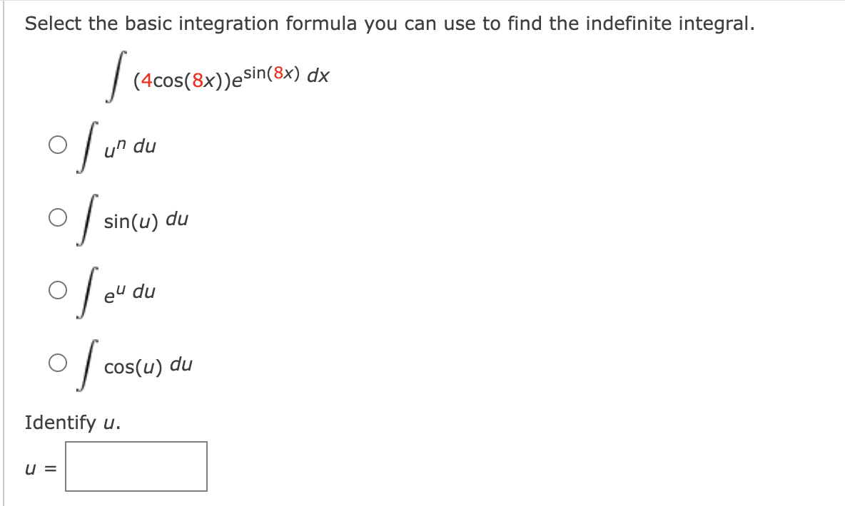 Solved Select the basic integration formula you can use to | Chegg.com