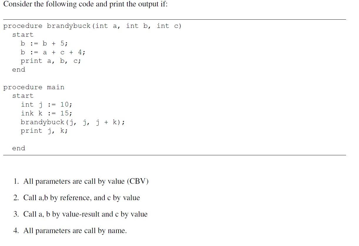 Solved Procedure Brandybuck (int A, Int B, Int C ) Start | Chegg.com