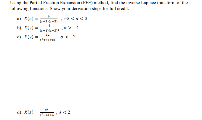Solved 6 Using the Partial Fraction Expansion (PFE) method, | Chegg.com