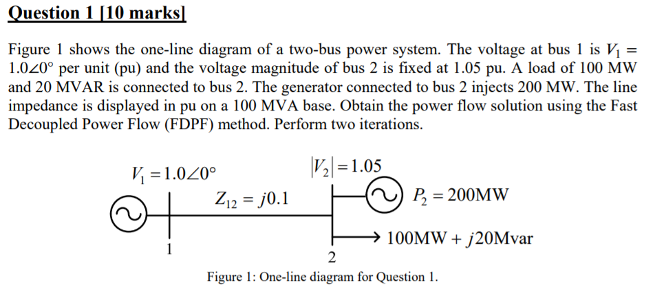 Solved Question 1 [10 marks] Figure 1 shows the one-line | Chegg.com