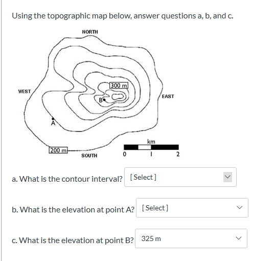 Solved Using The Topographic Map Below, Answer Questions A, | Chegg.com